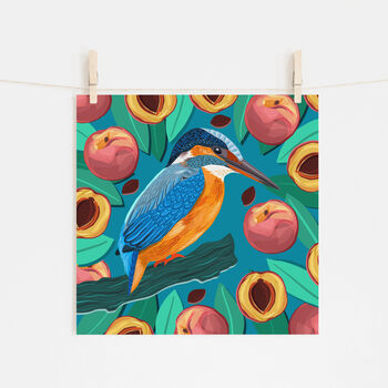Kingfisher And Peaches Print, 2 of 2