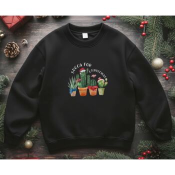 Black Christmas Jumper With ‘Succa For Christmas’ Succulent Design, 8 of 8
