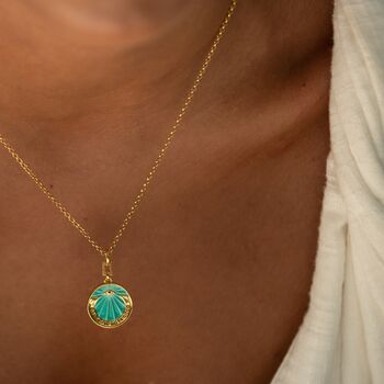 Eye Am Protected Turquoise Enamel Coin Necklace, 2 of 12