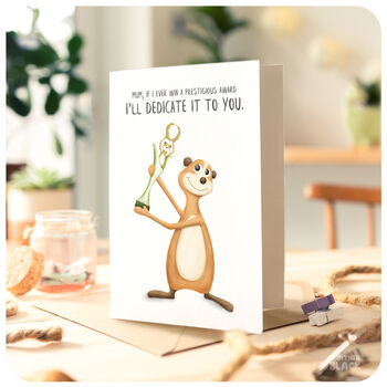 Award Funny Meerkat Mum Card Birthday Mother's Day Cute From Son Daughter, 2 of 5