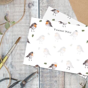 Robin Set Of Six Thank You Cards, 2 of 2