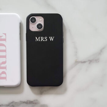 Personalised Black Leather Mrs Or Mr Wedding Case, 2 of 6