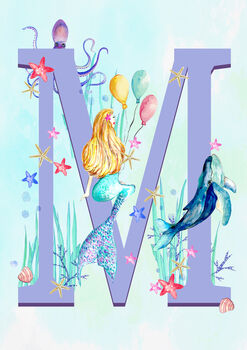 Alphabet Underwater Mermaid Posters, 9 of 12