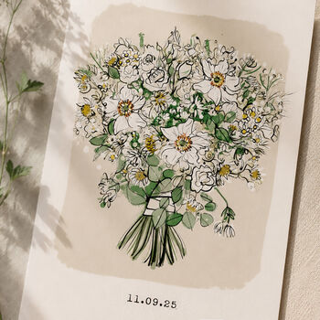Personalised Wedding Bouquet Portrait, 5 of 8