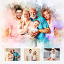 Watercolor Portrait From Combined Photos Gift For Family, Memorial Gift, Christmas Gift, thumbnail 1 of 7