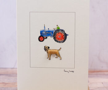 Fordson Tractor And Border Terrier Card, 2 of 3
