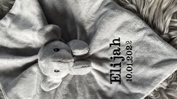 Embroidered Grey Baby Elephant Comforter, 4 of 5