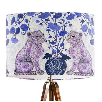 Chinoiserie Leopard Twins On Cream Lampshade, 4 of 4