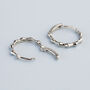 Sterling Silver Bamboo Huggie Hoop Earrings, thumbnail 3 of 5