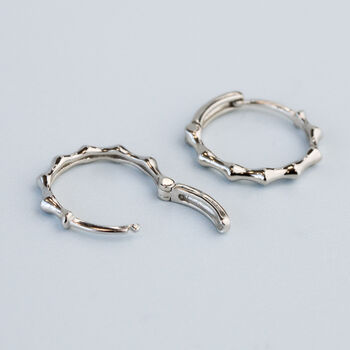 Sterling Silver Bamboo Huggie Hoop Earrings, 3 of 5