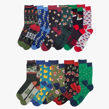 12 Day Christmas Advent Calendar Men's Bamboo Socks, 3 of 3