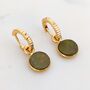 Circle Peridot August Birthstone Earrings, Gold, thumbnail 4 of 7