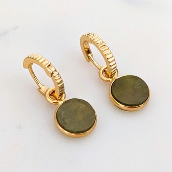 Circle Peridot August Birthstone Earrings, Gold, 4 of 7