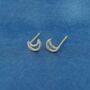 Gold Crescent Moon Stud Earrings, Dainty Minimalistic Studs, thumbnail 6 of 7