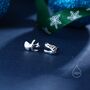 Oxidised Finish Dinosaur Fossil Stud Earrings In Sterling Silver, T Rex Or Triceratops Skull, thumbnail 3 of 12