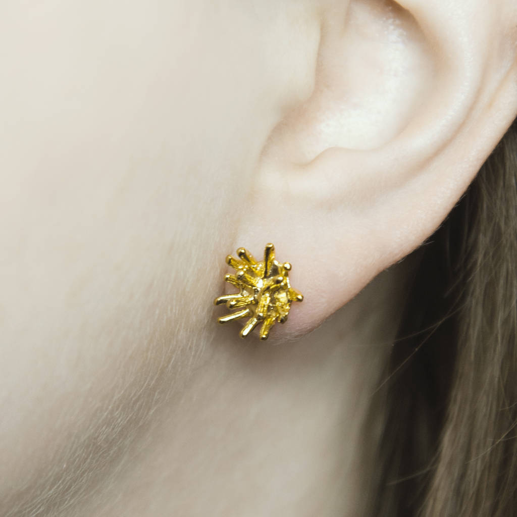 Gold Spike Statement Stud Earrings By Otis Jaxon Silver Jewellery Gold Spike Statement Stud Earrings