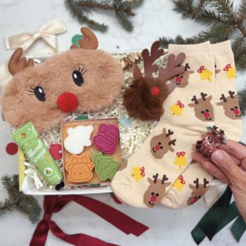 Reindeer Christmas Pamper Gift Box For Tweens And Teens – Eye Mask, Socks And Festive Treats, 11 of 12