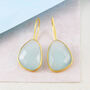 Aqua Chalcedony Rose Gold Plated Silver Drop Earrings, thumbnail 2 of 4