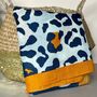 Leopard Print Splodge Scarf In Navy Blue, thumbnail 3 of 5