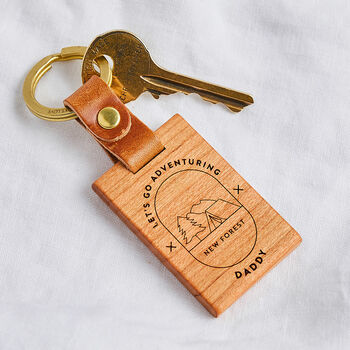 'Let's Go Adventuring' Personalised Wooden Keyring, 4 of 5