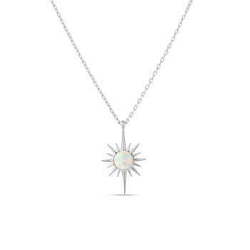 White Opal Northernstar Sterling Silver Necklace, 12 of 12