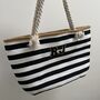 Personalised Large Black White Stripe Rope Beach Bag, thumbnail 2 of 6