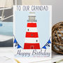 Personalised Lighthouse Family Birthday Card, thumbnail 1 of 9