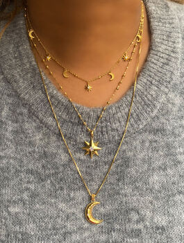 Gold Plated Star Pendant Necklace With Cz Crystal, 3 of 7