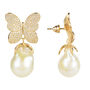 White Butterfly Baroque Pearl Plated Silver Earring, thumbnail 5 of 8