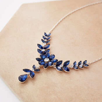 Midnight Blue Floral And Leaf Necklace, 3 of 3