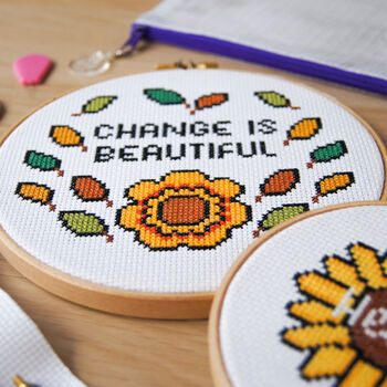 'Change Is Beautiful' Autumn Cross Stitch Kit, 3 of 5