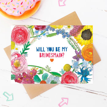 Personalised Will You Be My Bridesmaid? Flowers Card, 2 of 3