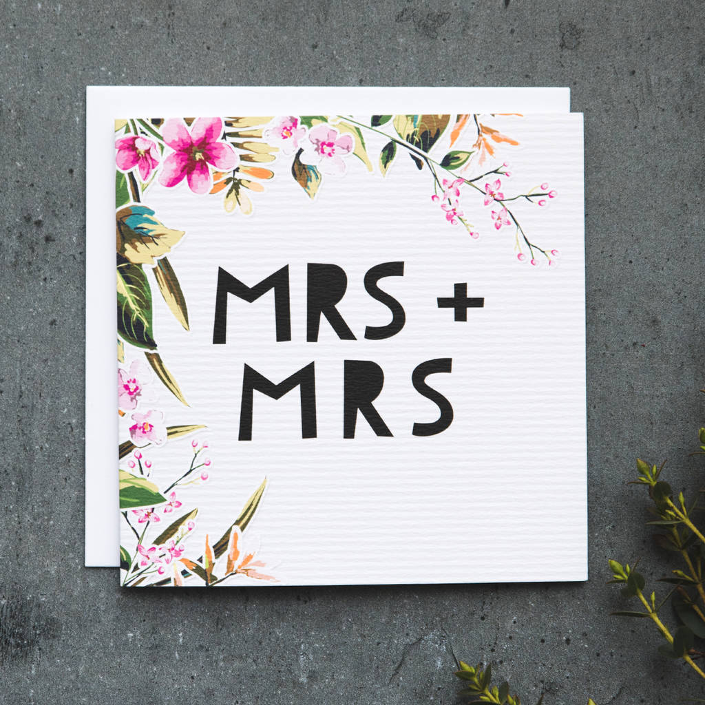Original Mrs Mrs Lesbian Wedding Card 
