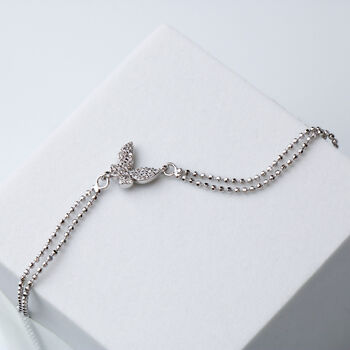 Sterling Silver Crystal Butterfly Bracelet, 3 of 6