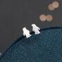 'Happy Christmas' Sterling Silver Penguin Earrings, thumbnail 2 of 4