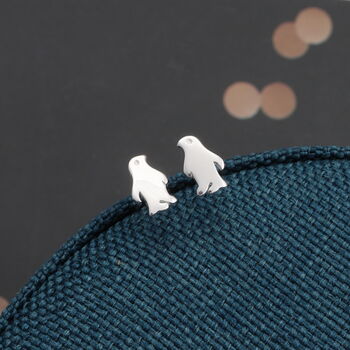 'Happy Christmas' Sterling Silver Penguin Earrings, 2 of 4