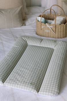 Gingham Sage Comfort Baby Changing Mat, 2 of 5