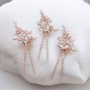 Pink Bridal Hair Pin Set, 4 of 4