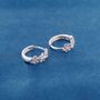 Silver Floral Half Hoop Earrings, thumbnail 4 of 8