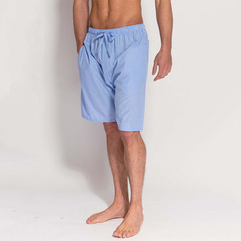 Men's Crisp Cotton Blue And White Strip Pyjama Shorts, 2 of 4