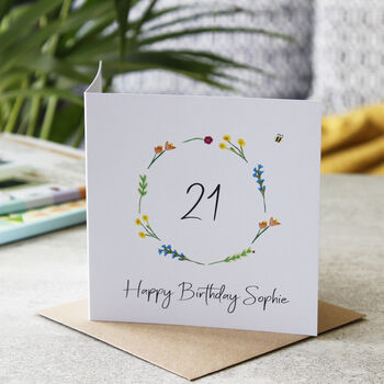 21st Birthday Personalised Floral Magnet And Card, 4 of 4