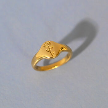 Flower Engraved Signet Ring, 2 of 3