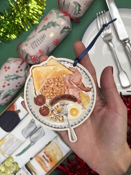 Full English Breakfast Wooden Christmas Bauble, 2 of 2