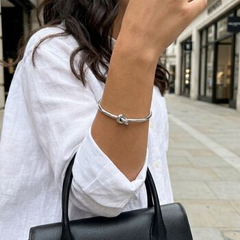 Knot Bangle Silver Non Tarnish Waterproof, 2 of 9