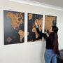 Extra Large Personalised Wooden And Mirror World Map Wall Art, thumbnail 3 of 3