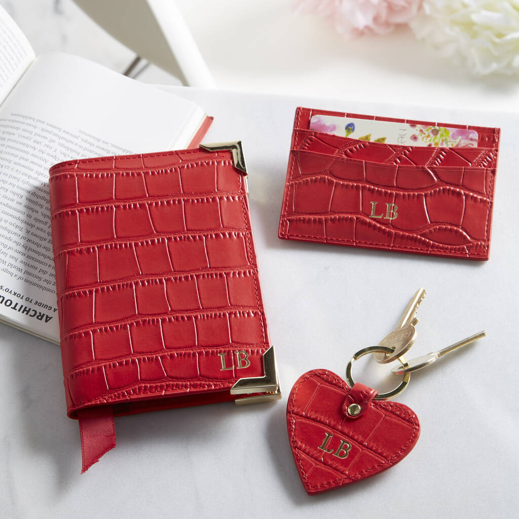 Personalised Red Leather Travel Set By Koko Blossom