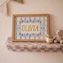 Personalised Baby Name Print With Folk Art Border, thumbnail 7 of 12