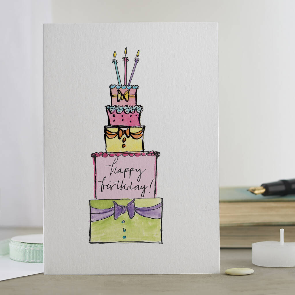 'happy Birthday Cake!' Birthday Card By Gabrielle Izen Design