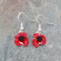 Poppy Red Flower Drop Earrings, thumbnail 3 of 7