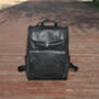 Top Zip Open Black Leather Backpack, thumbnail 4 of 7